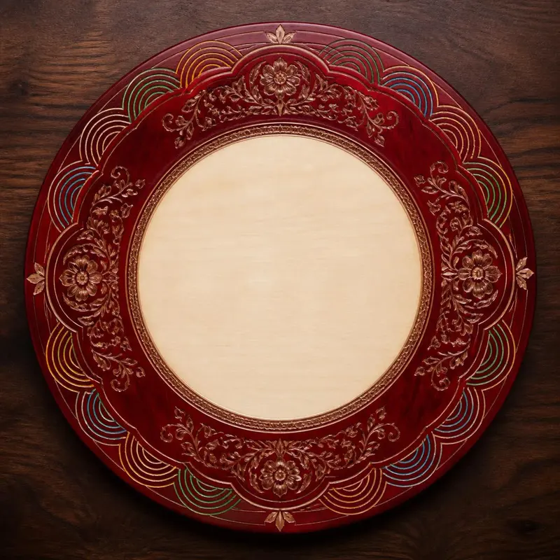 A blank naqshi wall plate ready for engraving