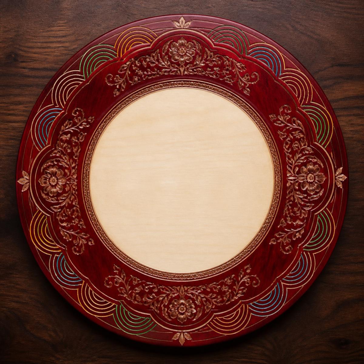 A blank naqshi wall plate ready for engraving